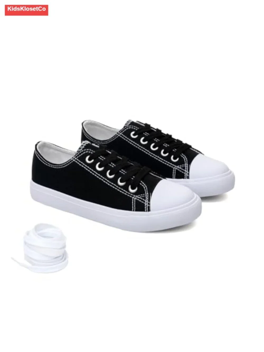 Kids Canvas Sneakers Low Top Lace Up Cushioned Comfort